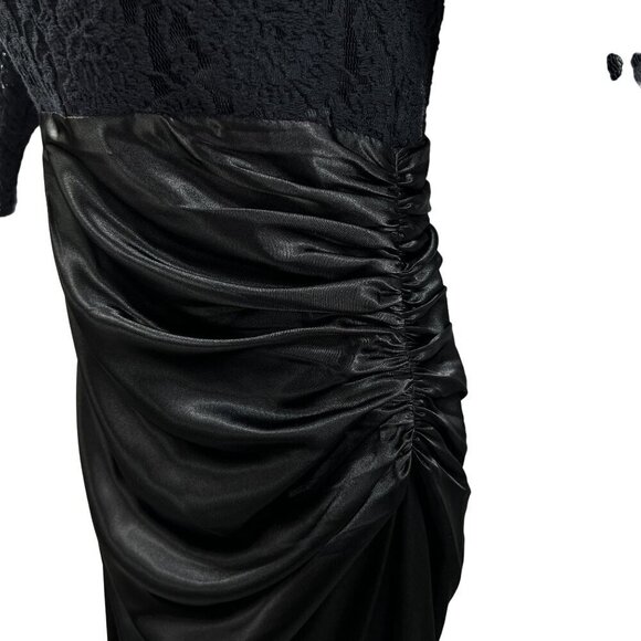 Ever Pretty Black Lace Satin Maxi Evening Gown Dress 8 Fairy Goth Minimalistic - Picture 7 of 16